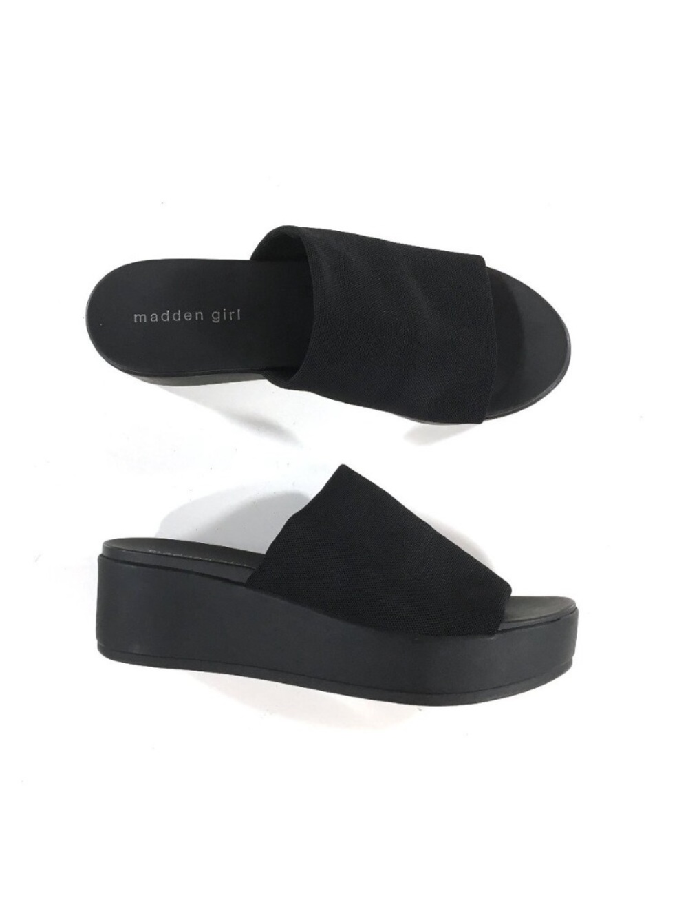 Madden Girl Shelbie Wedge Platform Sandals Black Women’s Size 9 Mule Clogs Y2K - Picture 2 of 16